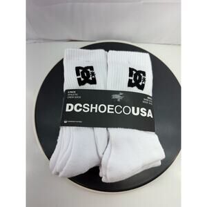 DC SHOES 8 Pack Mens White Crew Socks Athletic Cushioned Shoe Sizes 8-12 NEW